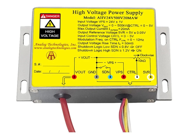 AHV24V500V20MAW DC-DC HV Power Supply Module 24V Input 0-500V 20mA  Control