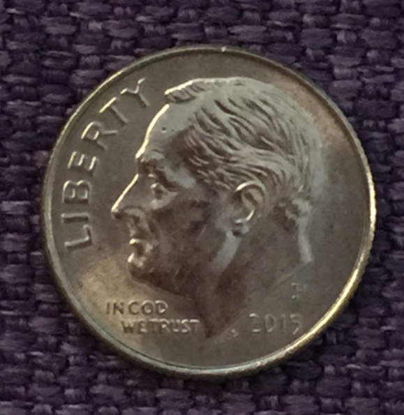 2015 P Roosevelt dime, actual coin in picture  free S/H