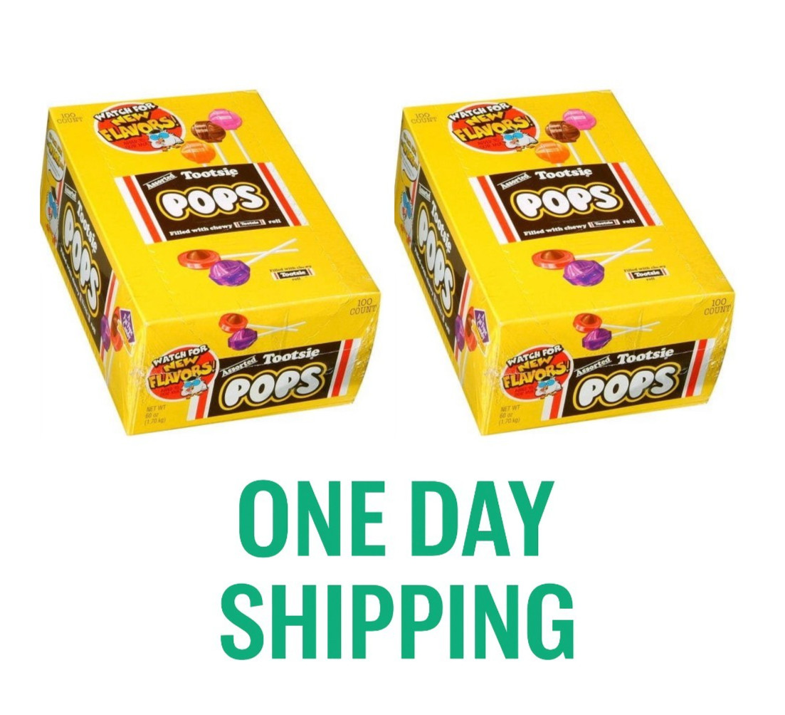 Tootsie Pops 2 Pack, 100 Ct Each, Assorted Flavors, Bulk Lollipops Candy Snack