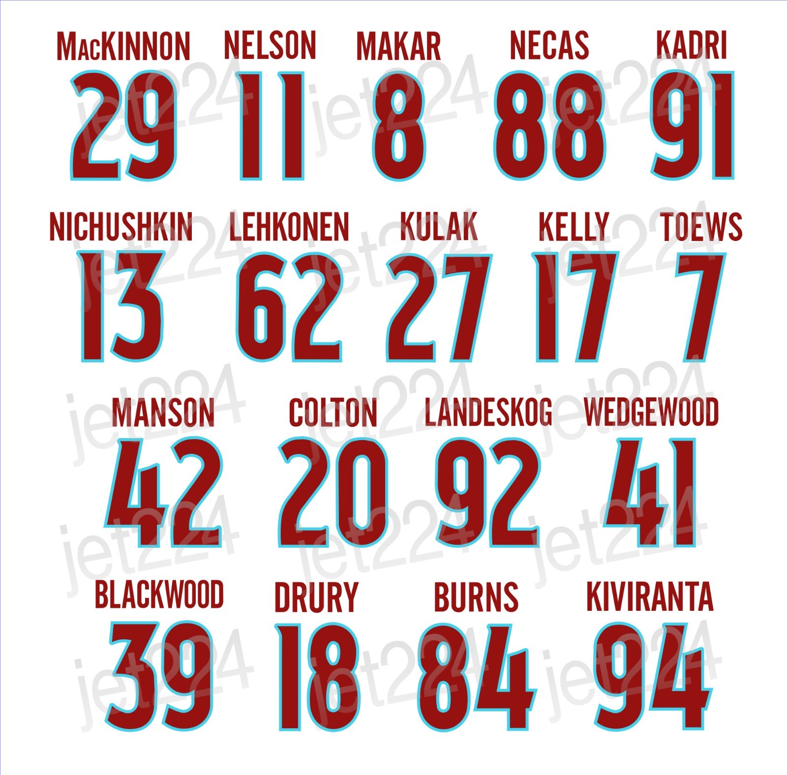 Colorado Avalanche DECAL STICKER 2025-26 MacKinnon Makar Lehkonen Landeskog +