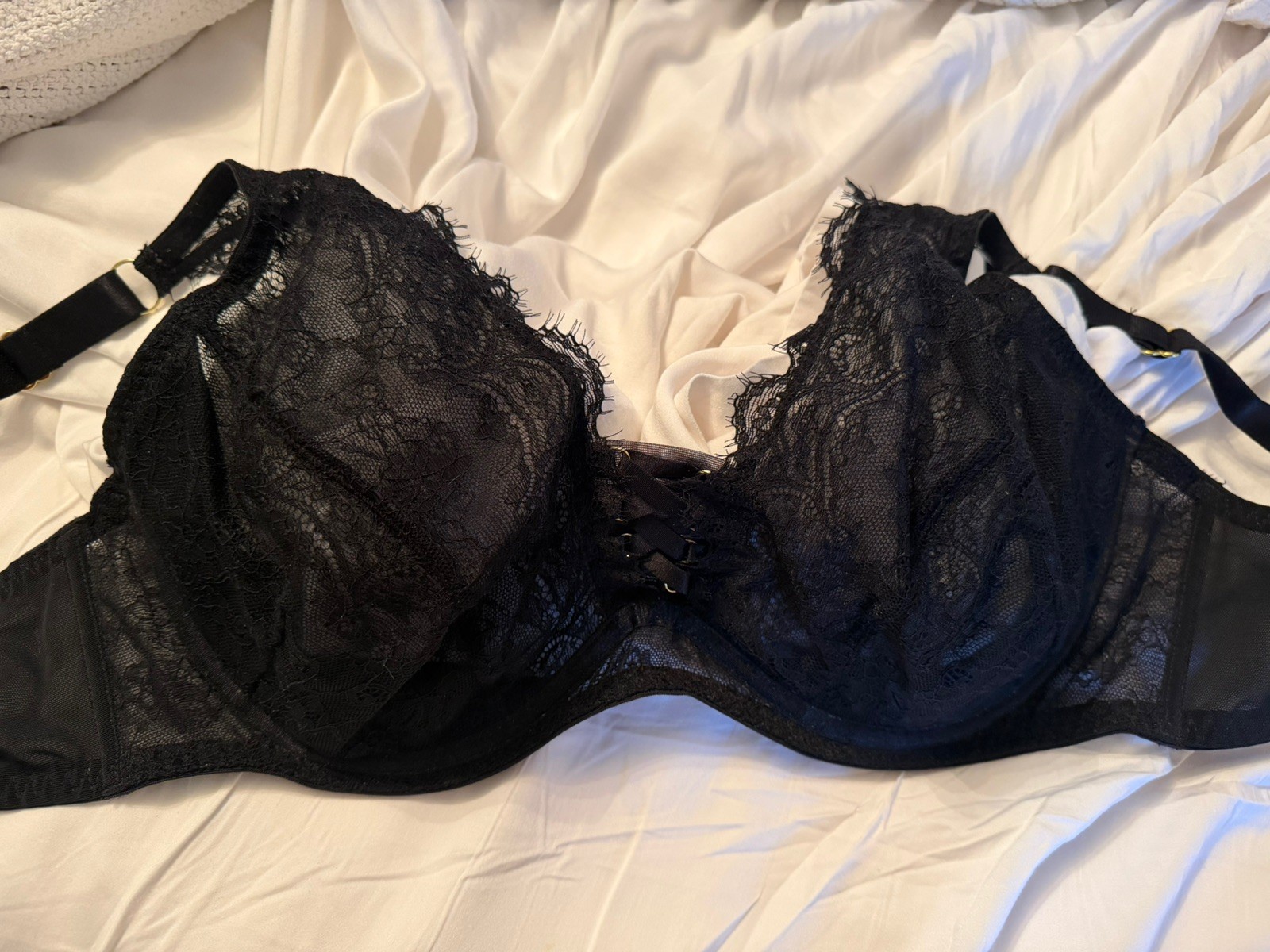 Fox & Royal Pure Black Lace Size 36H Melody Underwire Bra NWT