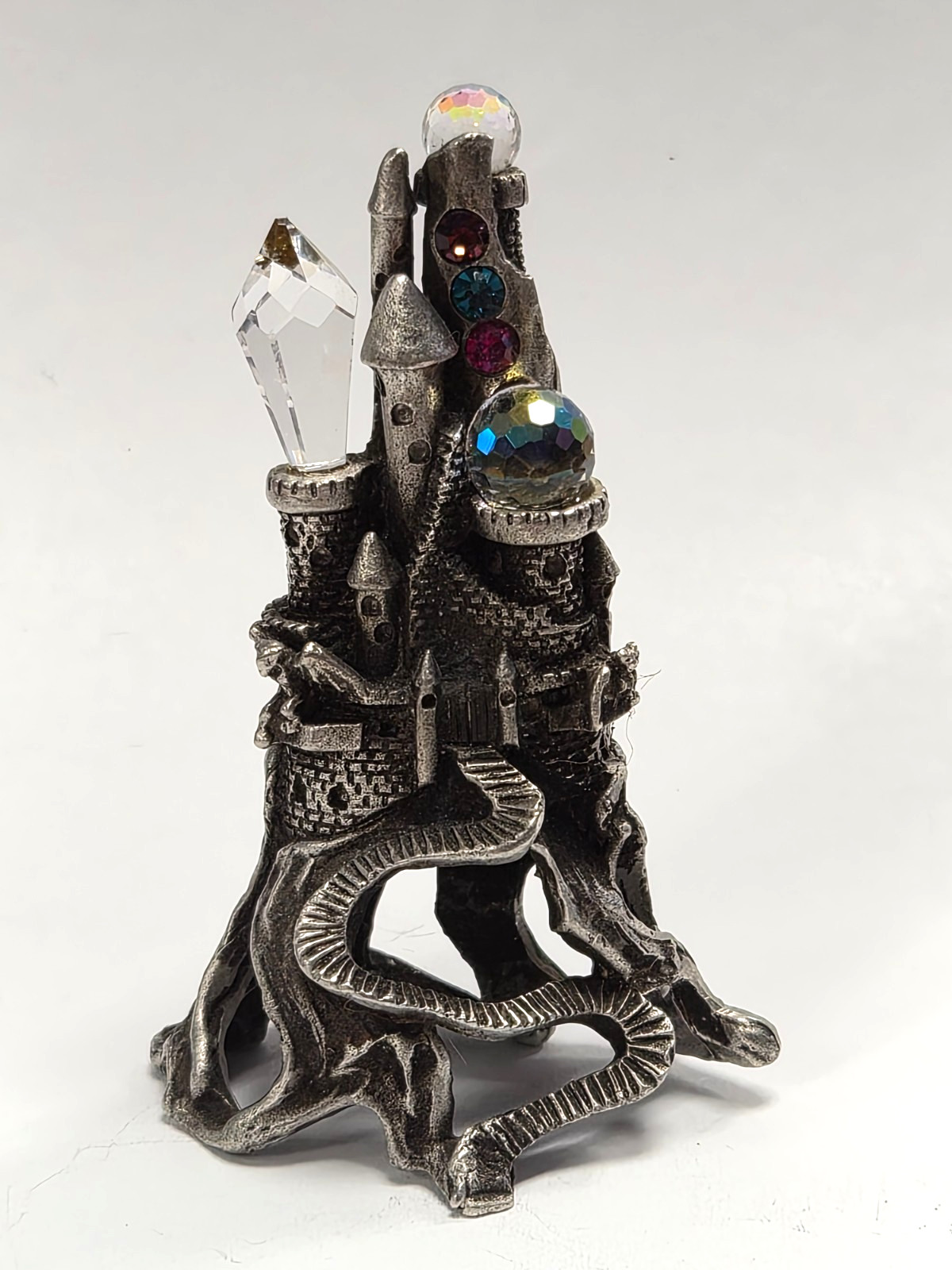 Vintage Greg Neeley Pewter Fantasy Castle Comstock 4079 With Crystal Accents