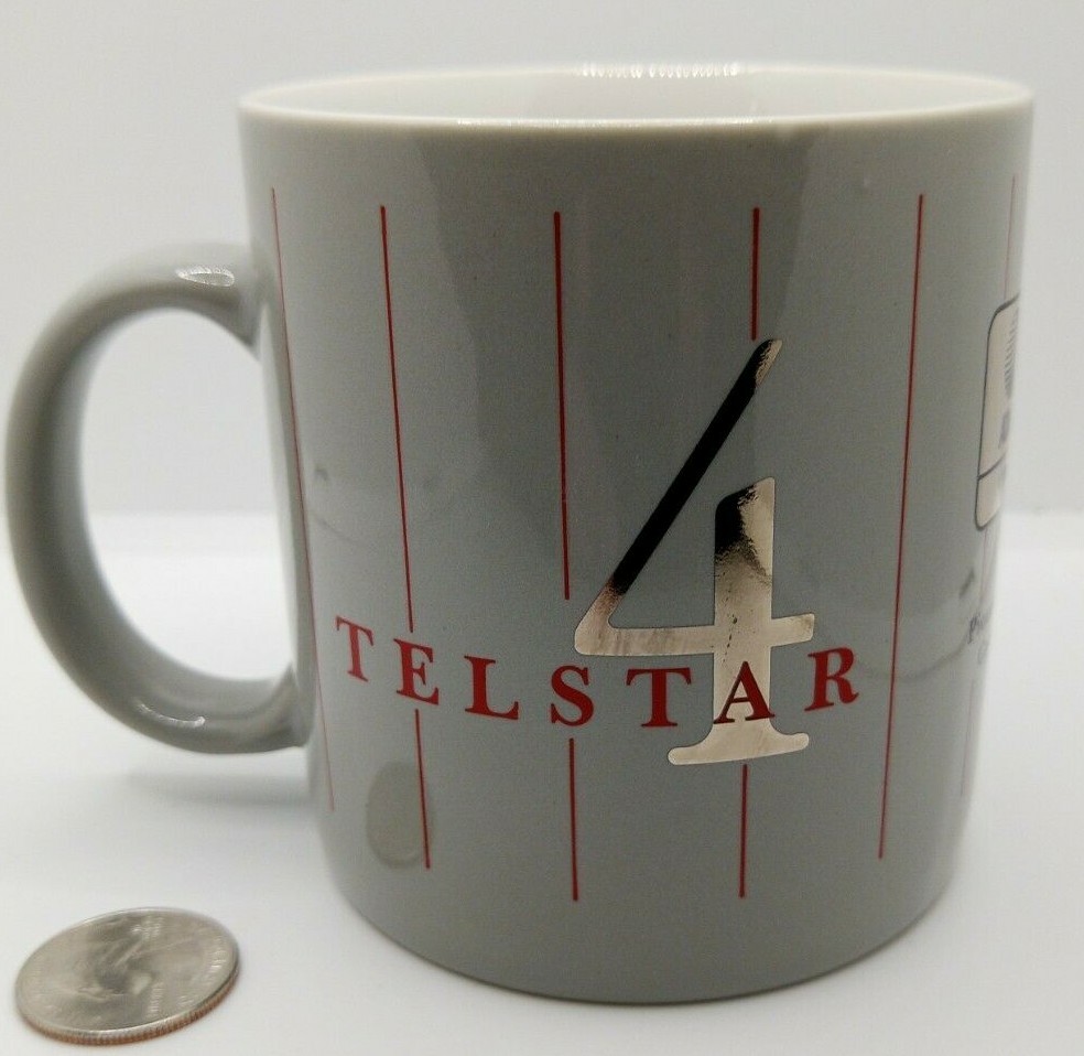 Large GE Astro Space & AT&T Satellite Mug Cup Telstar 4 Space Age Communications