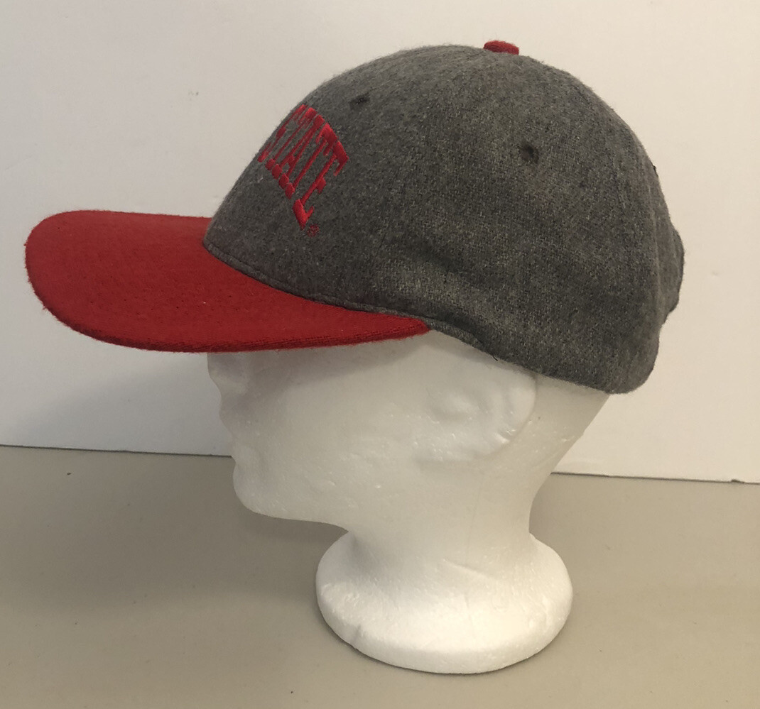 Ohio State University Square Wool Baseball Hat Cap Grey Red USA Made