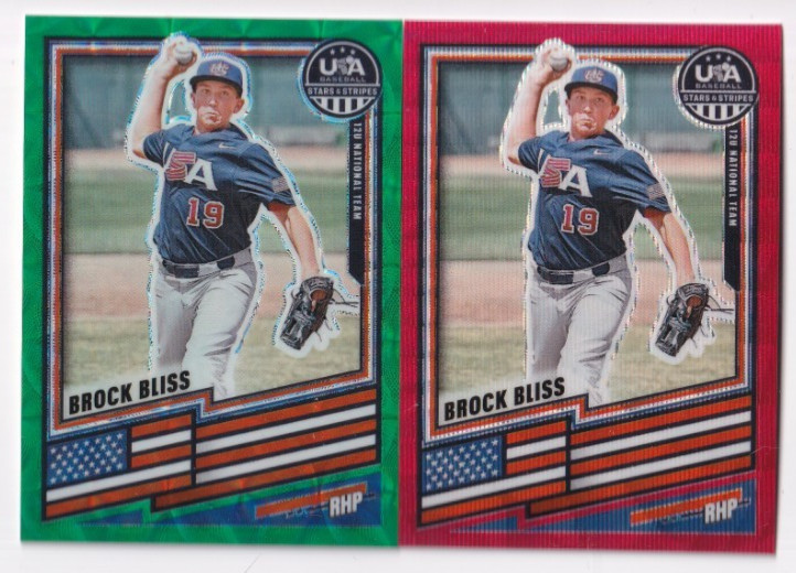 Brock Bliss 2026 PANINI STARS & STRIPES RUBY WAVE + GREEN SCOPE /99 PRIZM LOT
