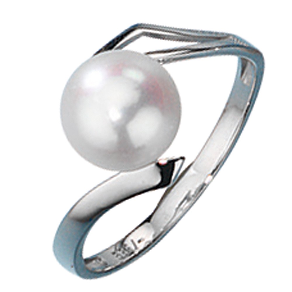 Jobo ladies' ring 333 gold White gold 1 freshwater pearl gold ring pearl ring RW: 50