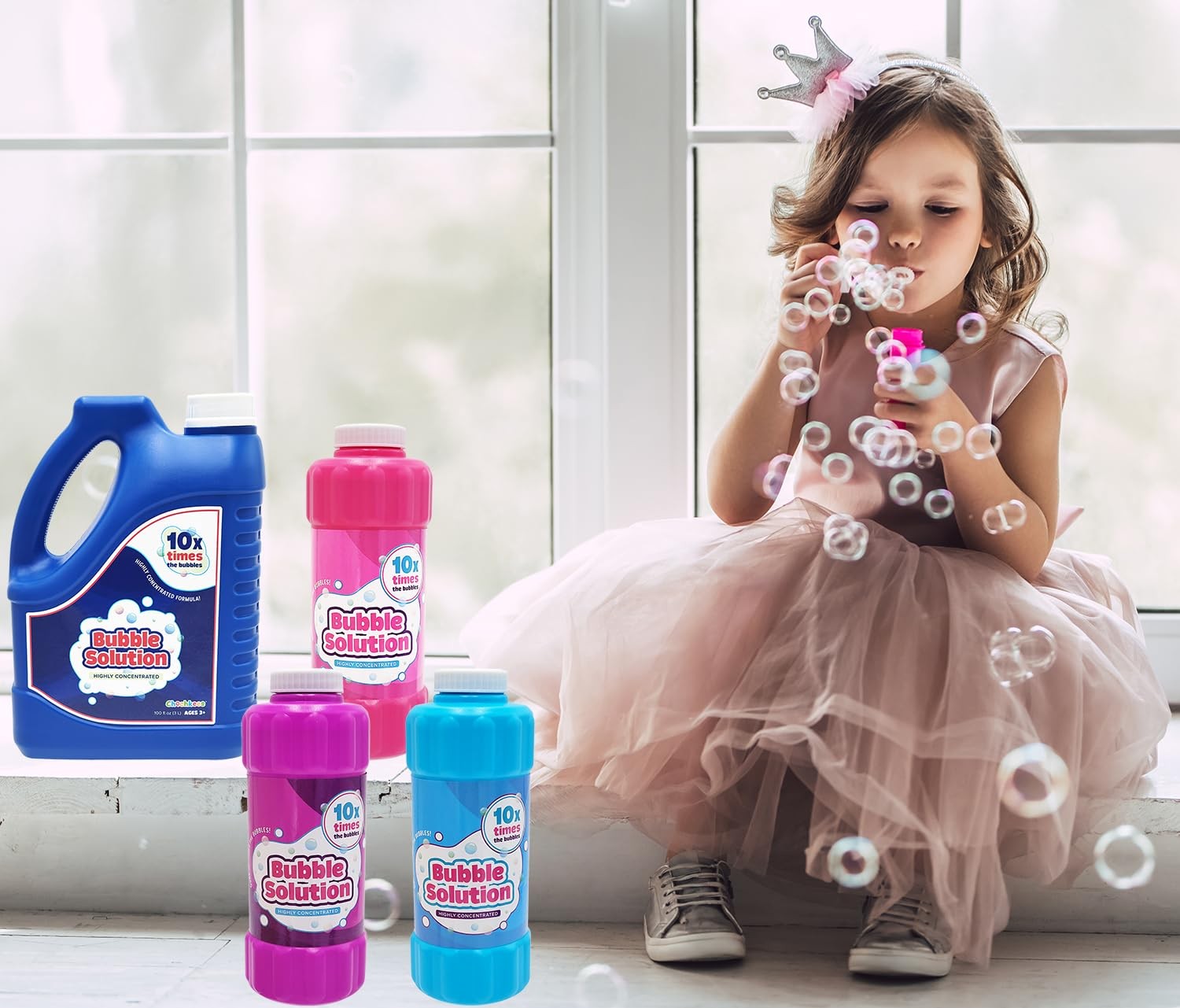 32 oz Concentrated Bubble Solution, Refills up to 2.5 Gallons, Non-Toxic Conc...
