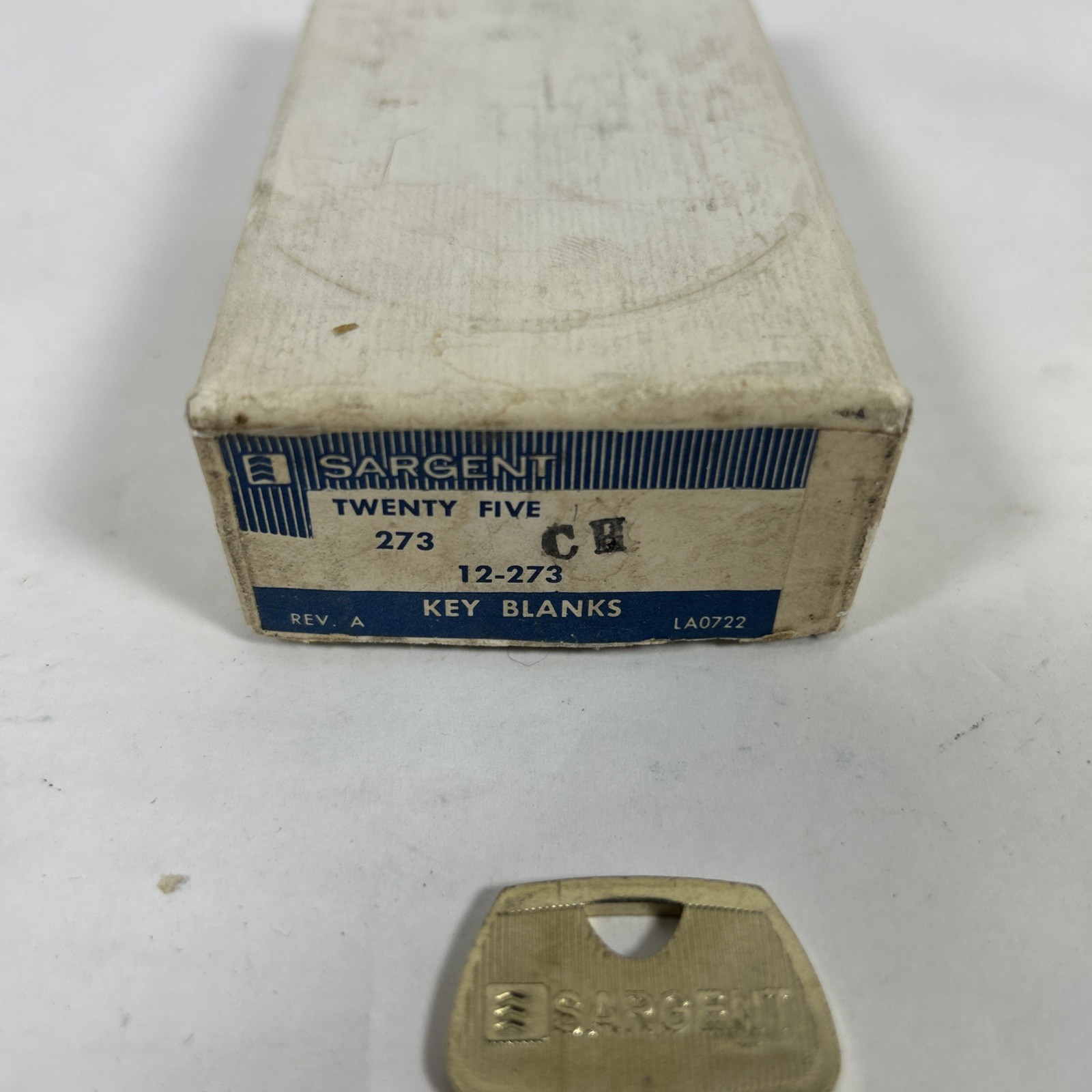 Sargent Brand Key Blank 12-273 CH  New Old Stock, Box of 25 Brass