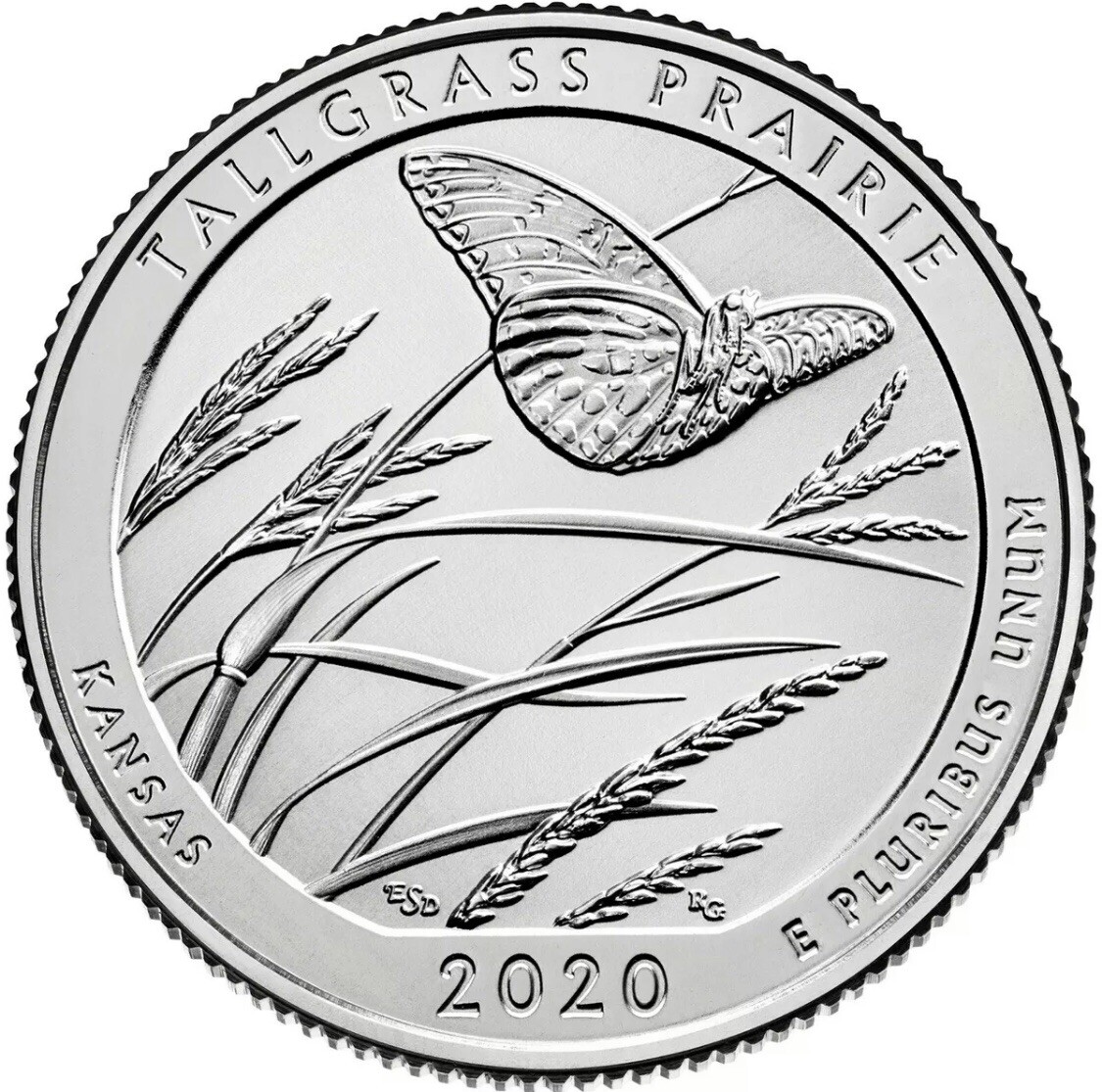 2020 P. Tallgrass Prairie. Kansas. National Park U.S. Mint Quarter. Uncirculated