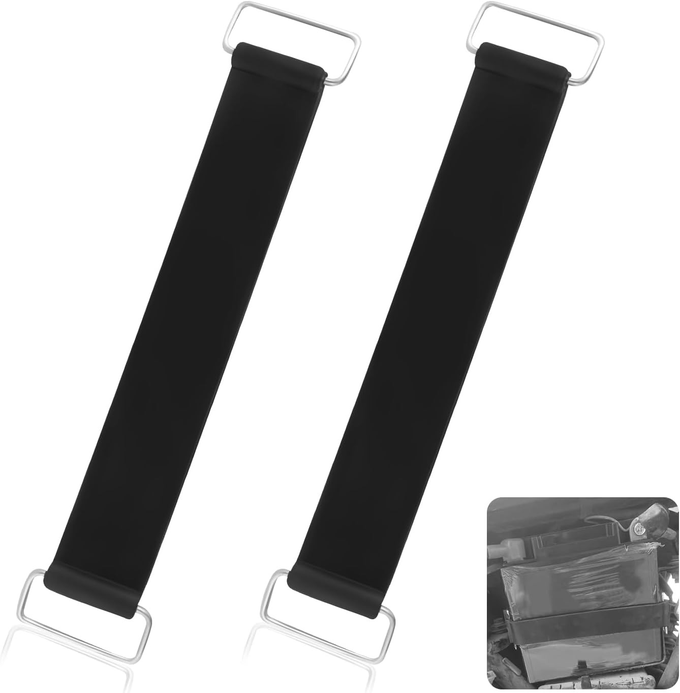 2PCS Motorcycle Battery Strap with Buckles for 7.05*1*0.1 inch,