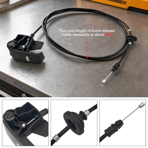 Hood Release Cable & Handle Assembly, Compatible with 1999-2007 Chevy 15142953