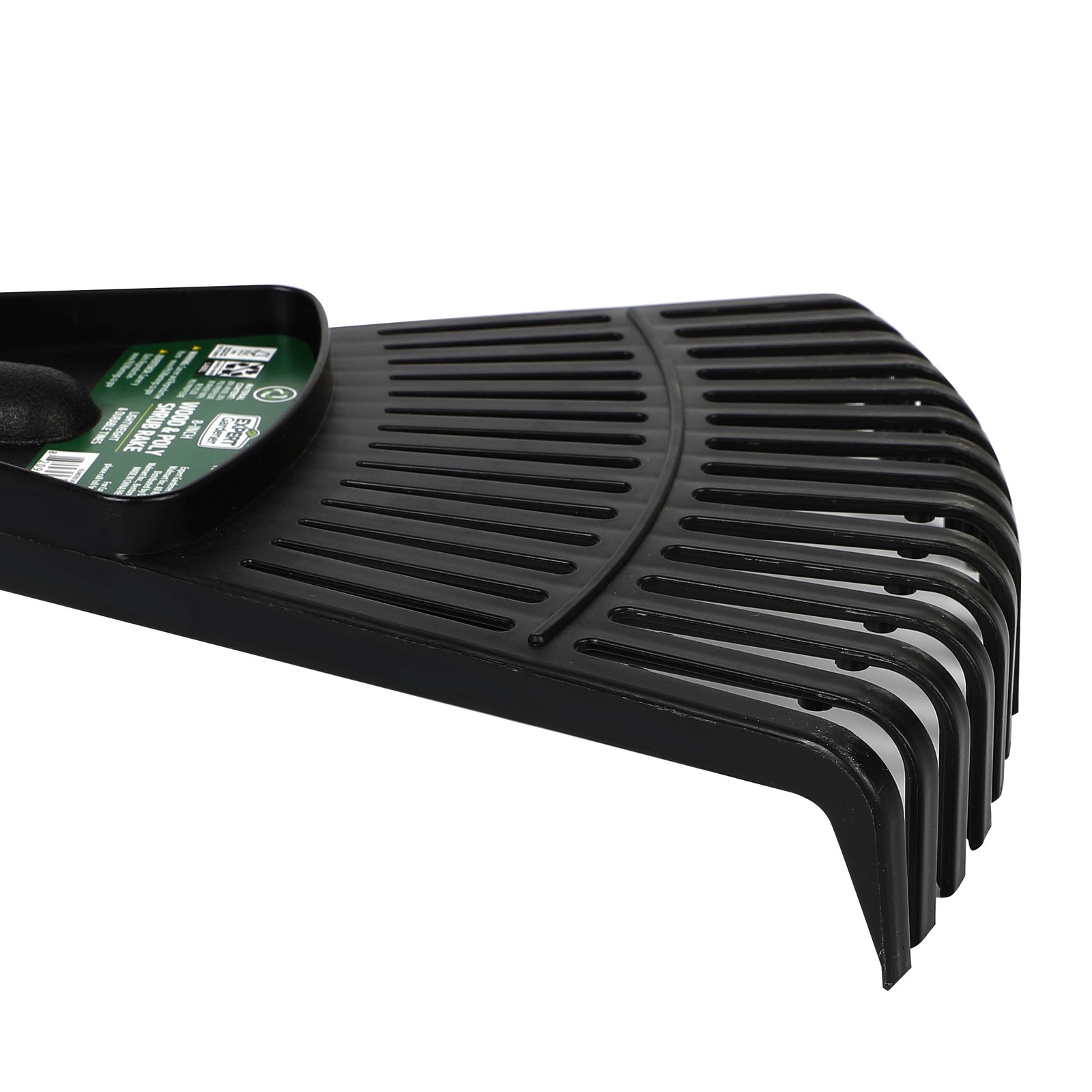 8-inch Wood & Poly Shrub Leaf Rake Ergonomic Handle Versatile Yard Tool