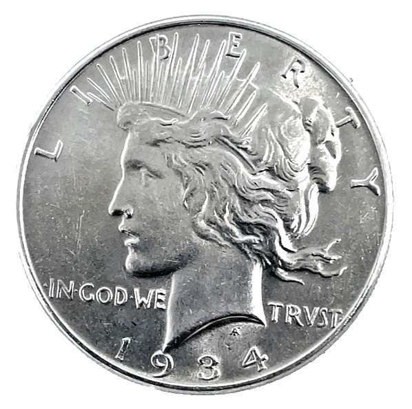 1934 Peace Silver Dollar AU - About Uncirculated $1 U.S Coin # 567