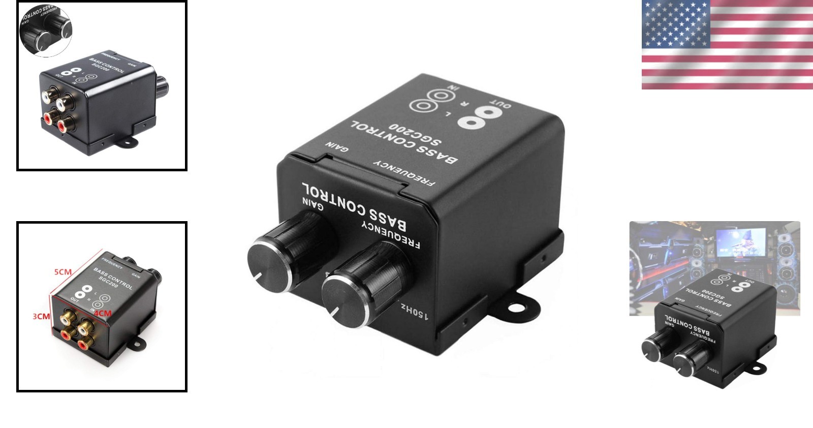 Universal Car Bass Controller with Adjustable Gain for Enhanced Audio Experience