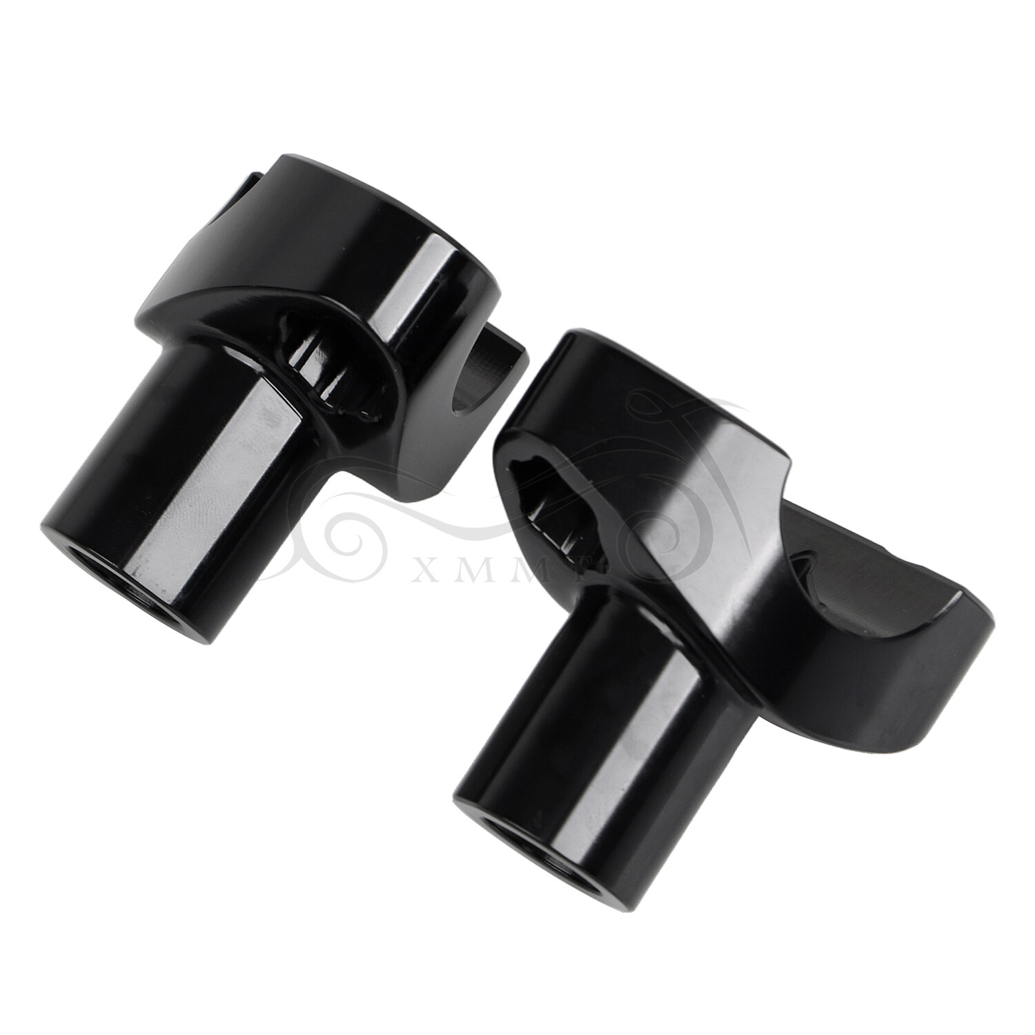 Black 1" Handlebar 2” Risers For Harley Dyna Street Bob Softail Sportster XL 883