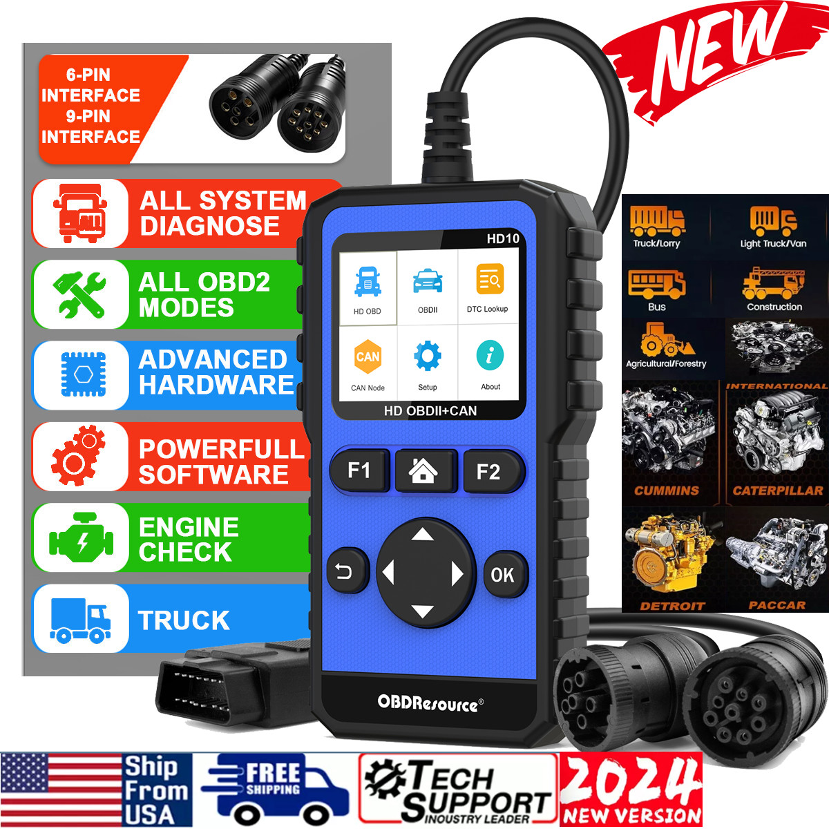 Heavy Duty Truck Diagnostic Scanner for JOHN DEERE CASE KENWORTH NAVISTAR VOLVO