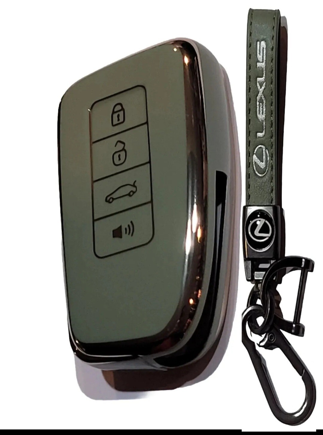 Carabiner Clip On Strap With Logo + Cover To Key Fob For Lexus IS ES RC NX GS RX