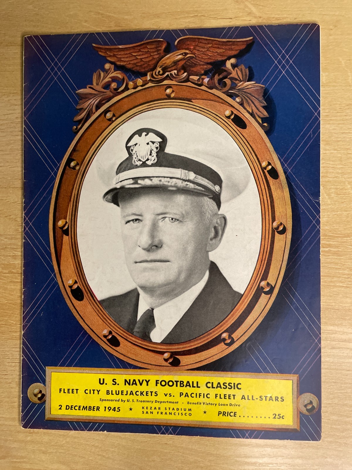 Bluejackets Vs. Pacific Fleet AS December 2, 1945 Football Navy Program B3344