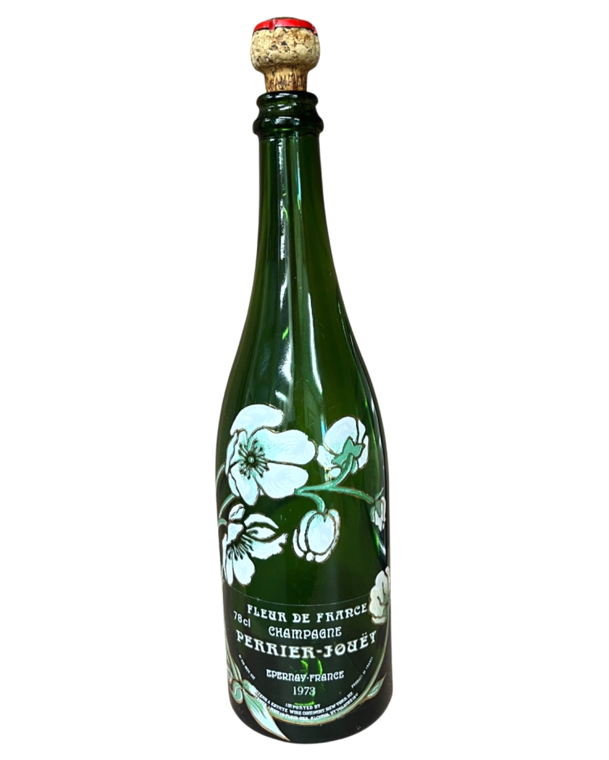 Vintage 1973 Perrier-Jouet Fleur De France Empty Champagne Bottle with Cork 78cl