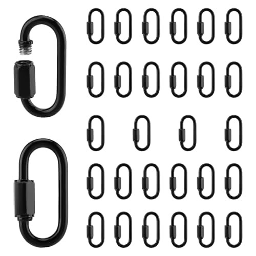 30 PCS Black Quick Chain Link, M4 Quick Link Chain Connector D Shape Chain