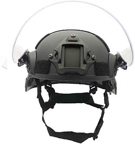 Tactical MICH 2000 Fast Helmet with Clear Riot Visor Face Shield Sliding Gogg...