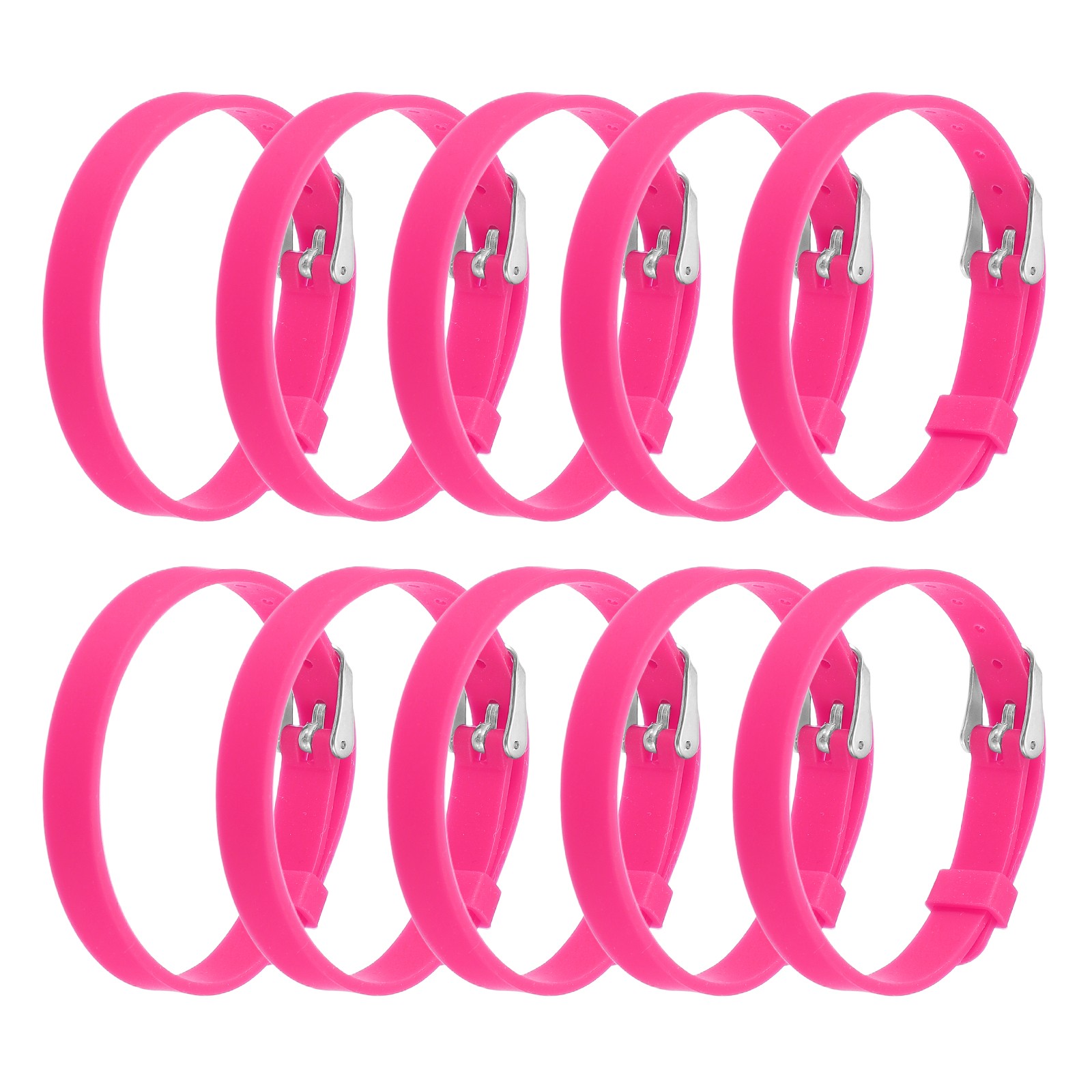10 Pack Slide Bracelet Wristband, 8.2 x 0.3” Adjustable Bracelet, Rose Red