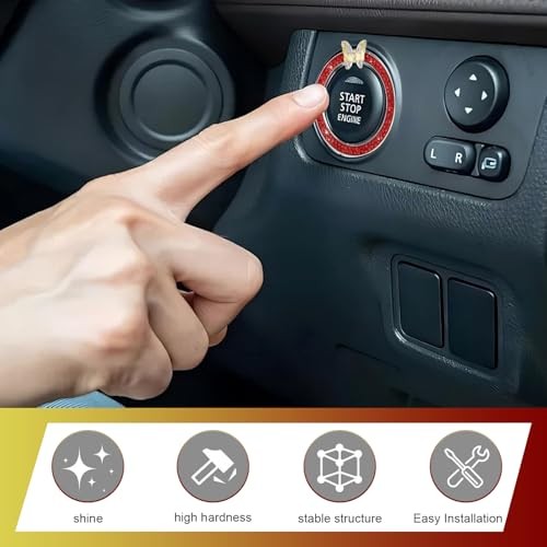 Bling Push Start Button Cover, Sparkling Butterfly Rhinestone Car Start Button