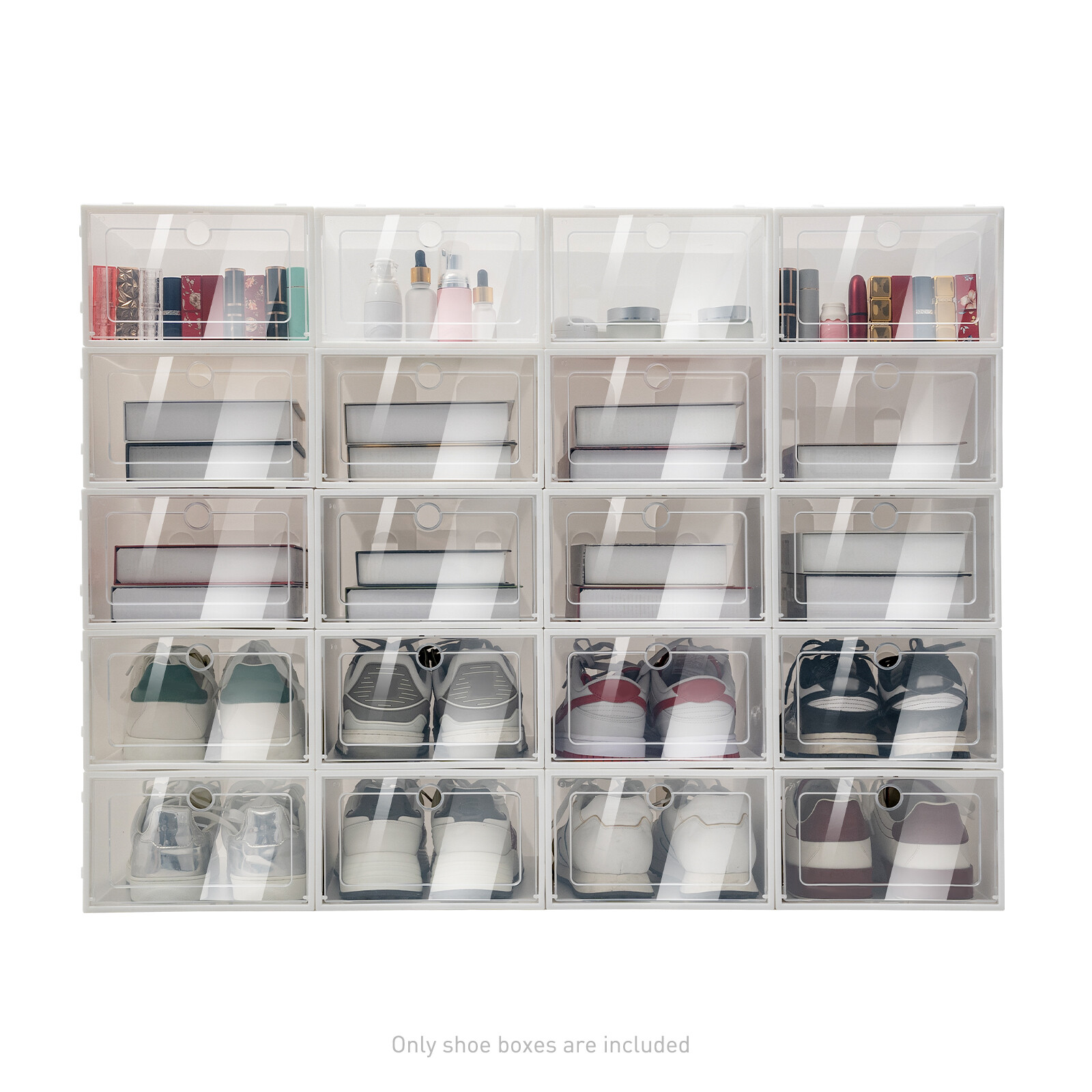 20pc Plastic Shoe Storage Boxes Waterproof PP Surface Foldable Stackable Storage