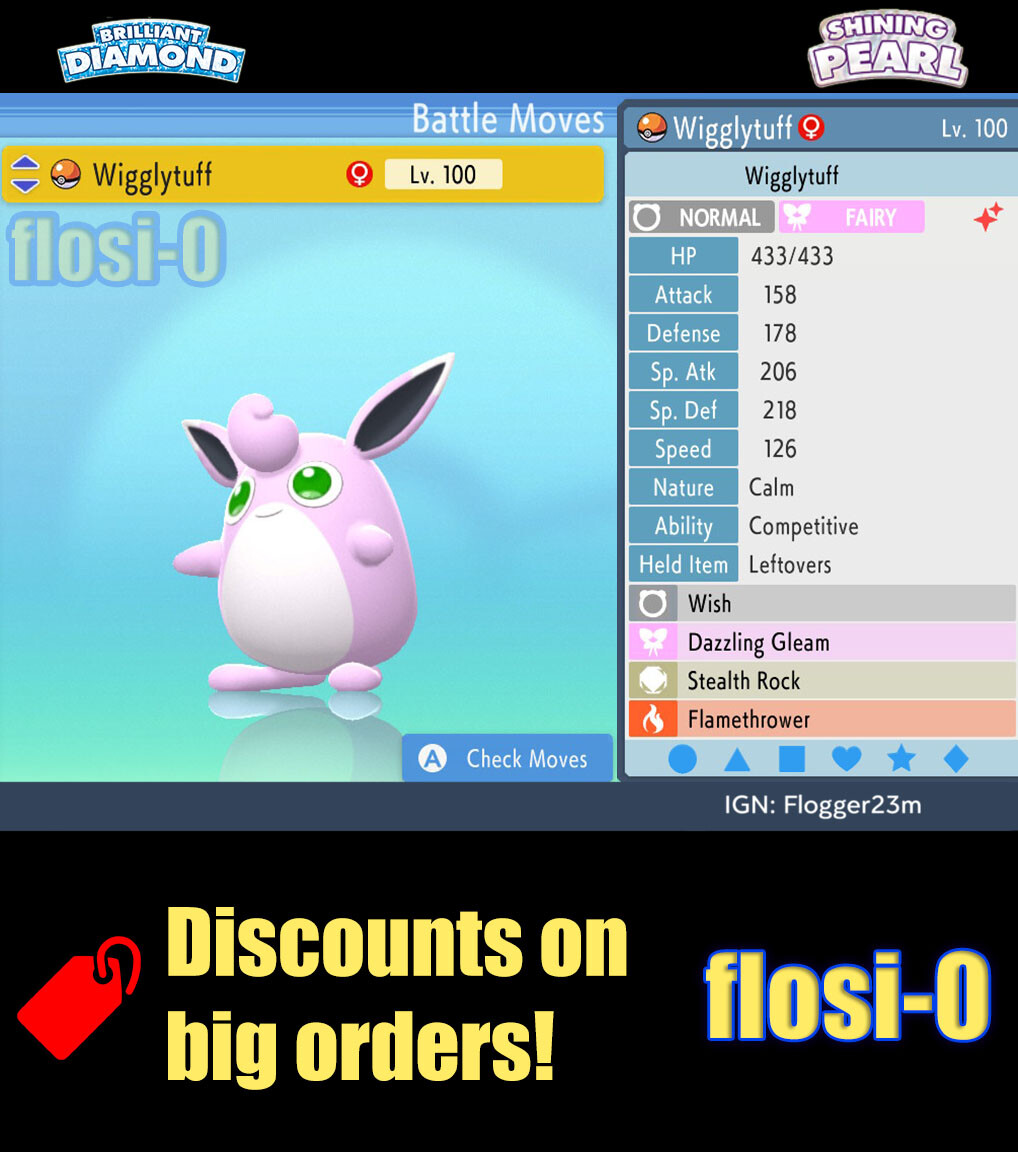 6IV Shiny Wigglytuff Pokemon Brilliant Diamond and Shining Pearl