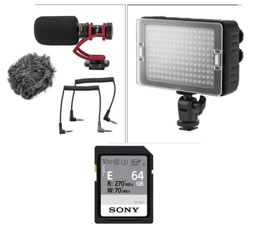 (KIT) H&A VideoMini Microphone + CLAR 160 Phantom Bi-color LED + Sony 64gb Card