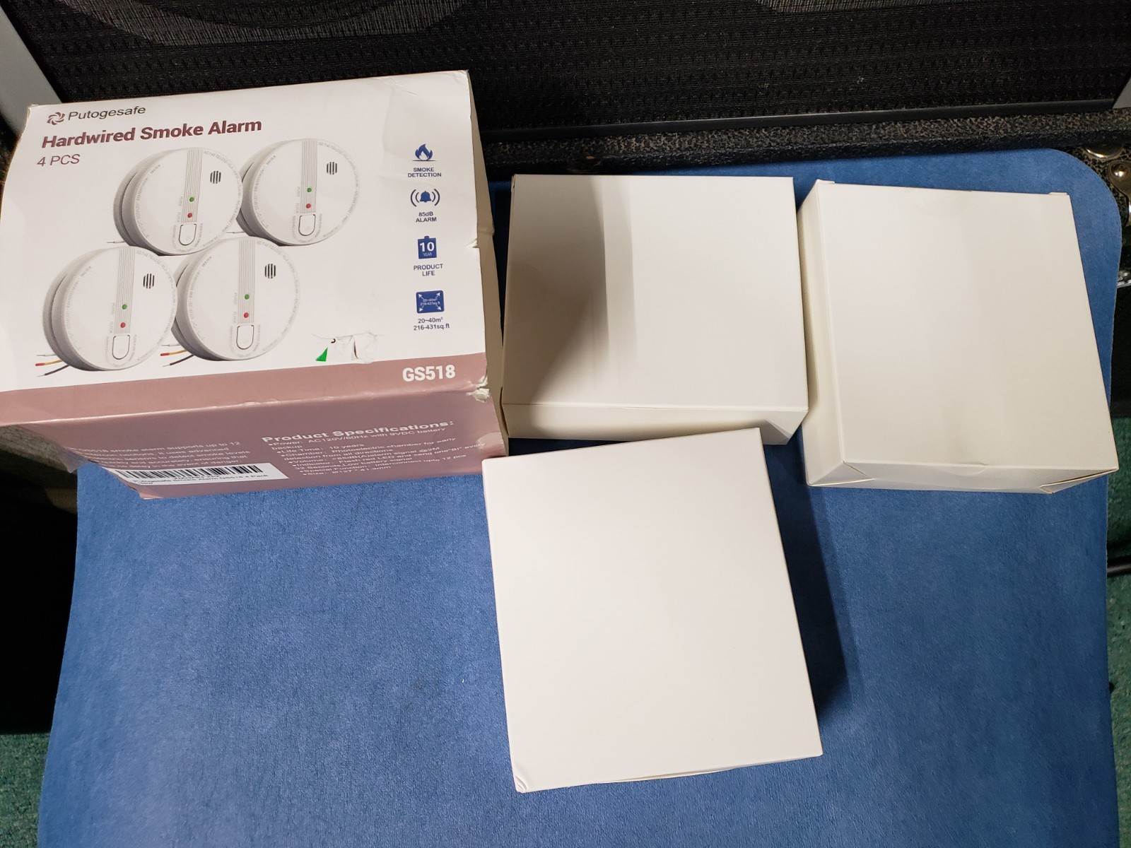 3 PCS Putogesafe Photoelectric Smoke Alarm Hardwired Interconnected Model GS518