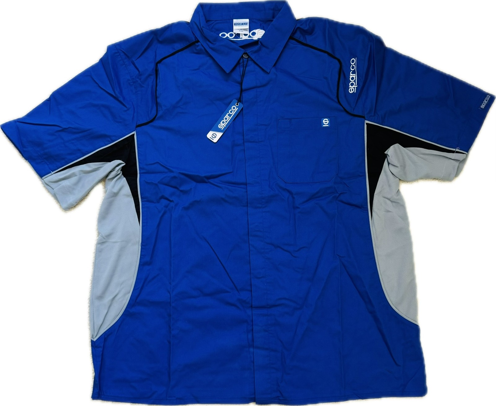 Sparco Official Button Crew Shirt "Pit Tech" Blue S-XXL