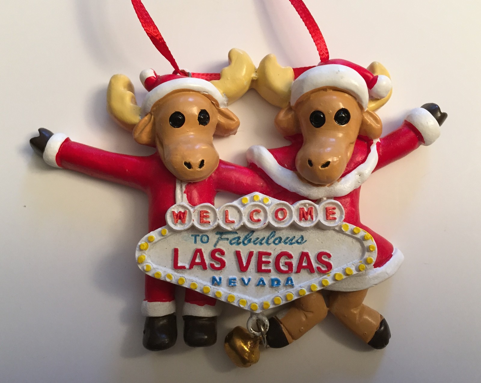 Las Vegas Sign Christmas Tree Holiday Hanging Ornament Reindeer Couple Red