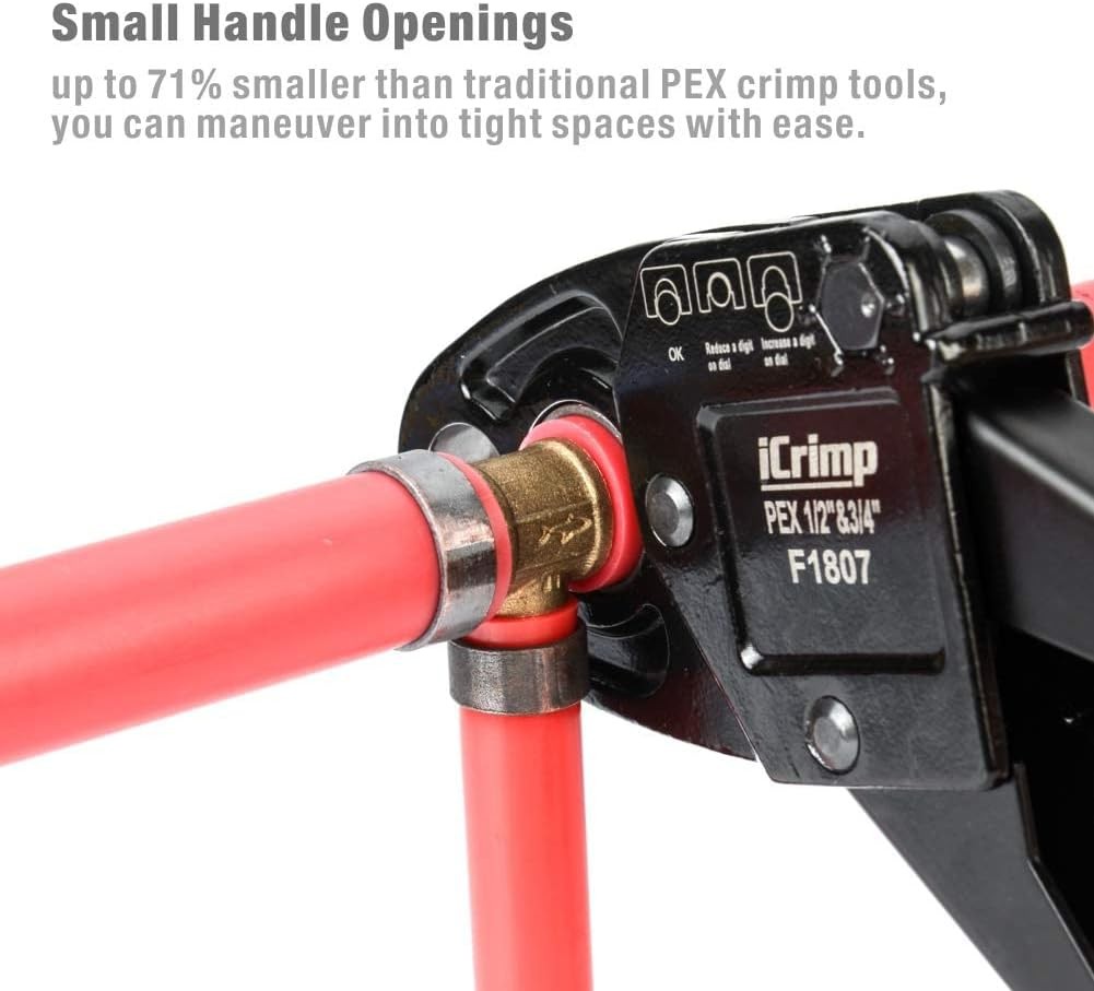 Combo Angle Head Pex Pipe Plumbing Crimping Tool 1/2" & 3/4"