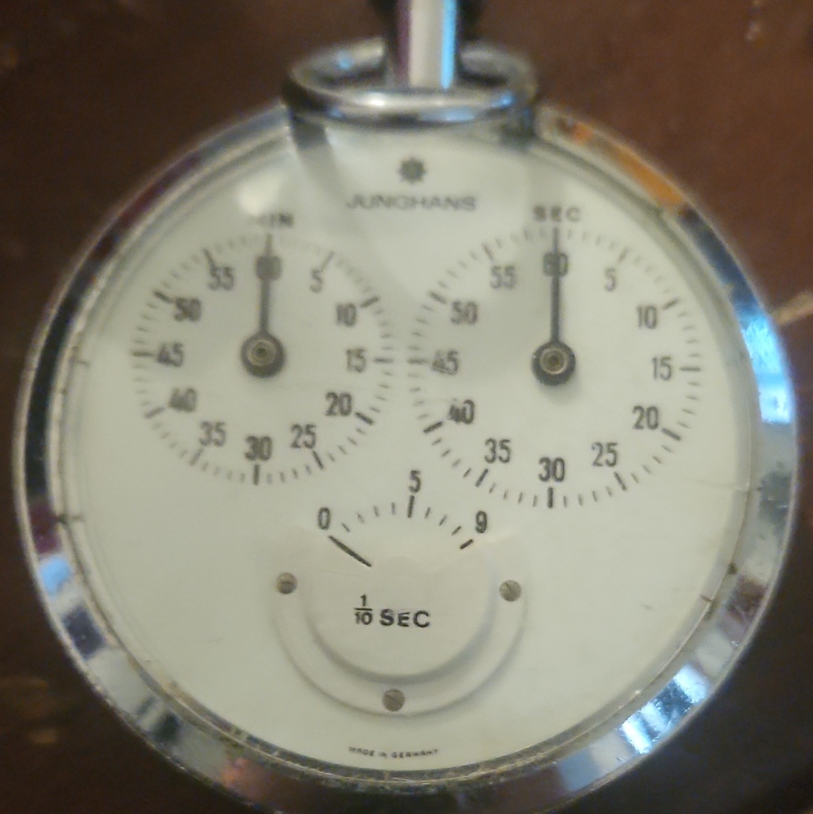 Junghans Mechanical Handheld Stopwatch 1/10 Sec Silver Tone Metal