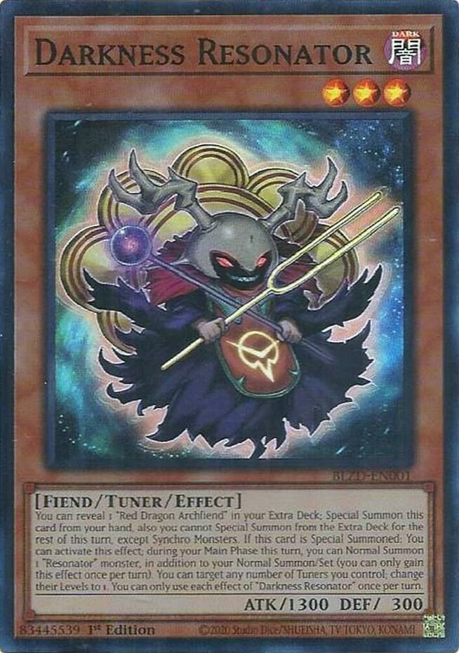 Darkness Resonator - BLZD-EN001 - Super Rare - 1st Edition Near Mint, English Yu