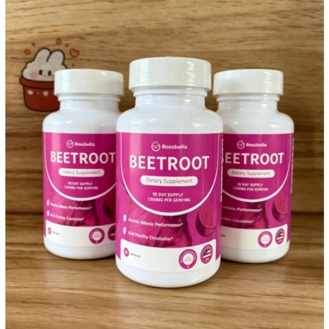 NEW Rosabella Organic Beetroot 1300mg 60 Vegetarian Capsules Supplement 3 Pack