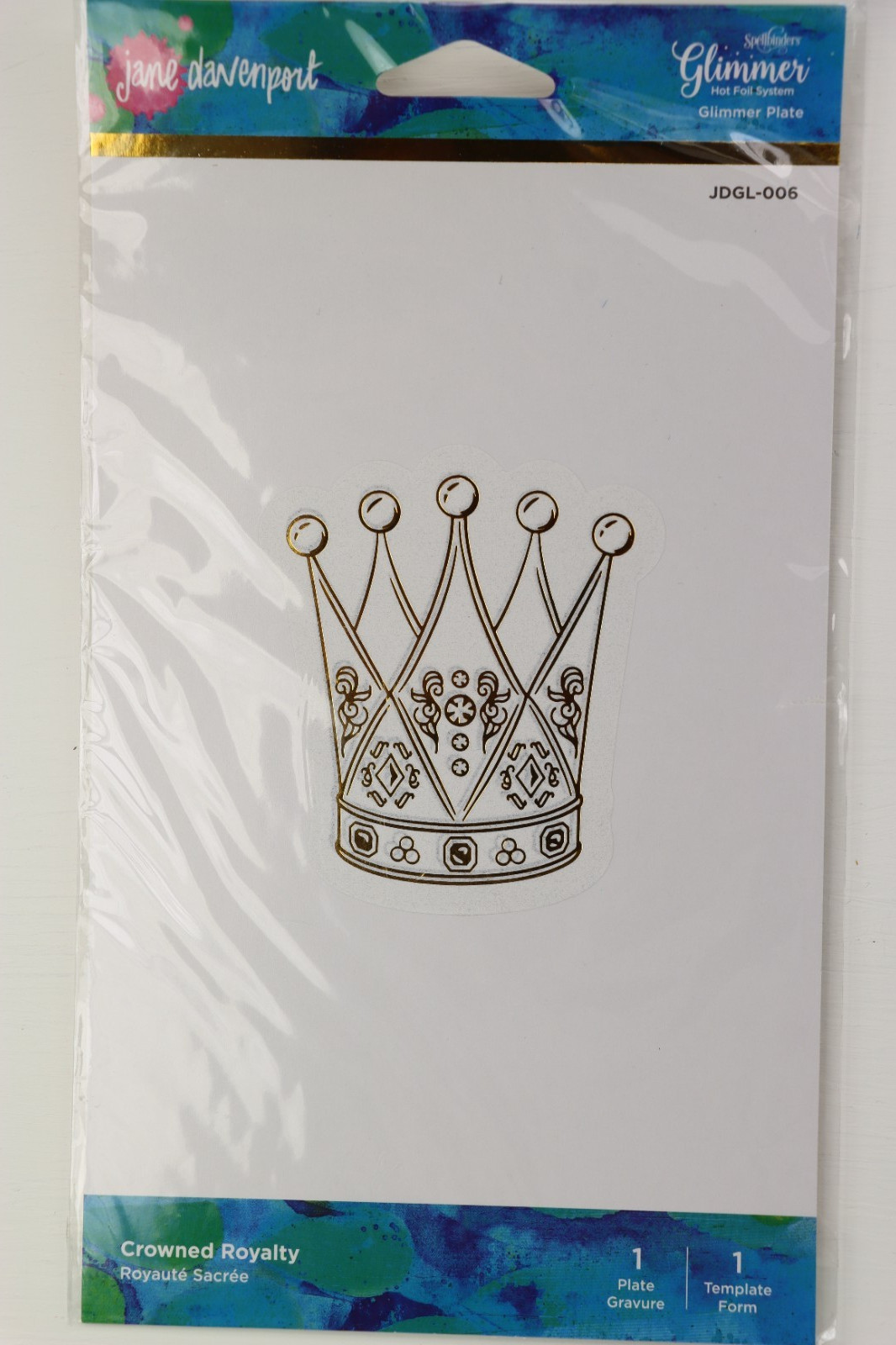 Spellbinders Jane Davenport Crowned Royalty Hot Foil Glimmer Plate JDGL-006