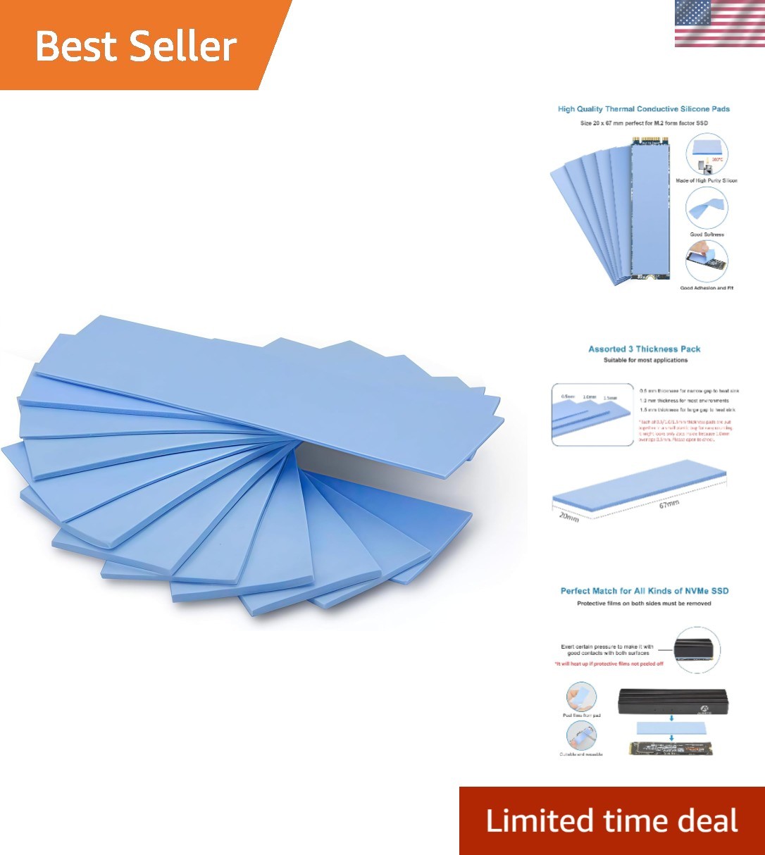 12-Pack Thermal Conductive Silicone Pads - High Performance Cooling Solution
