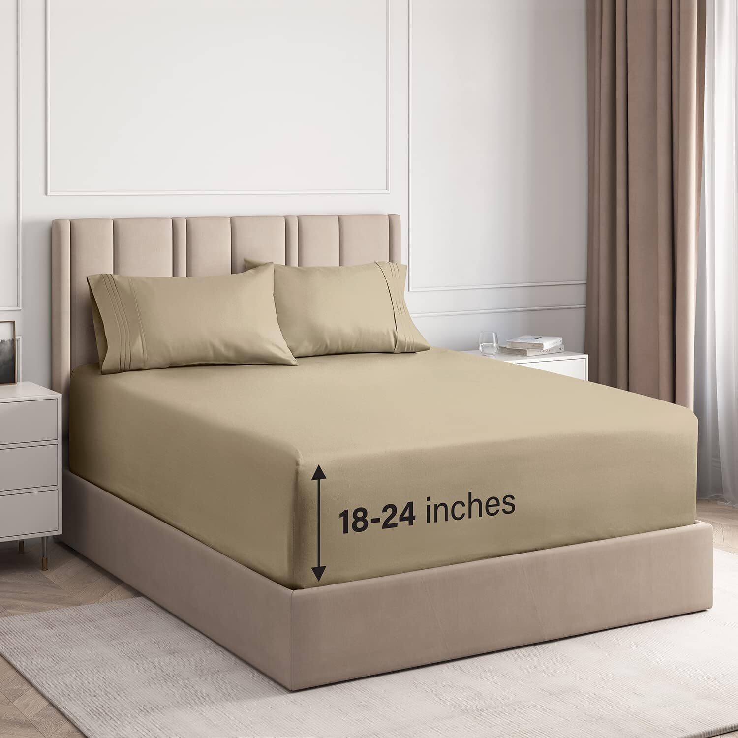 Extra Deep Pocket, 100% Cotton 400 Thread Count 4 Piece Sheet Set by CGK Linens