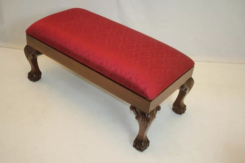 English Victorian Rosewood Window Hall Bedroom Bench Circa 1900-1950
