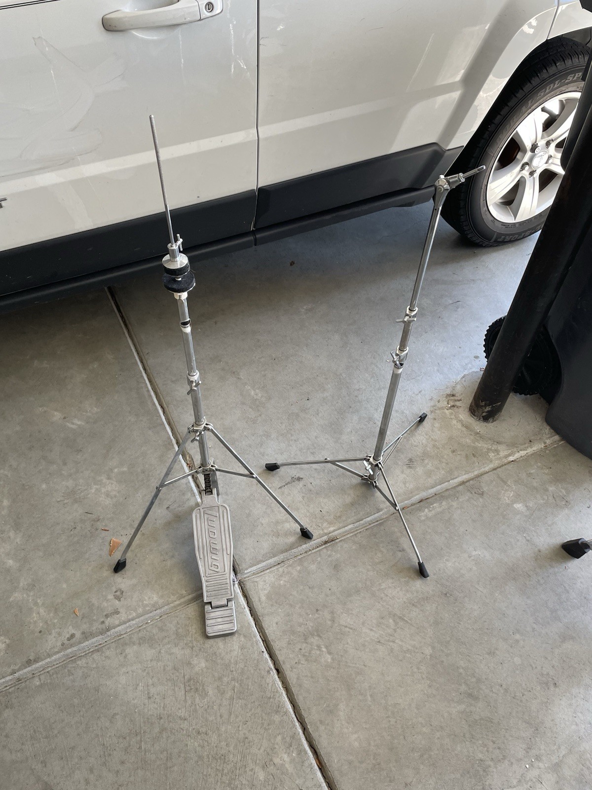 Vintage 70’s 80’s Ludwig Rocker Hi-Hat Stand + Cymbal Stand Black White Badge