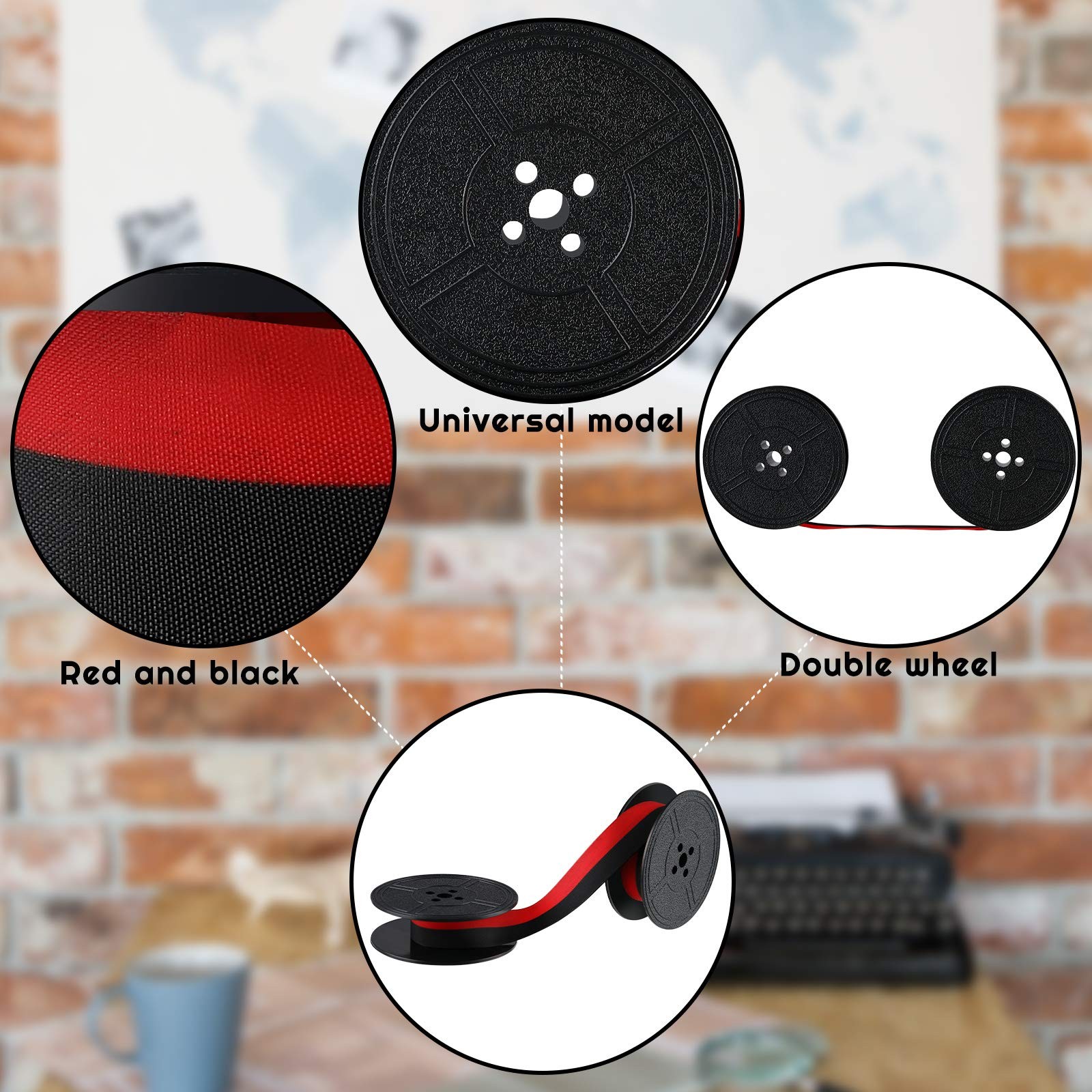 8 Pair Universal Typewriter Ribbon Twin Spool Replacement Red And Black Ink Set