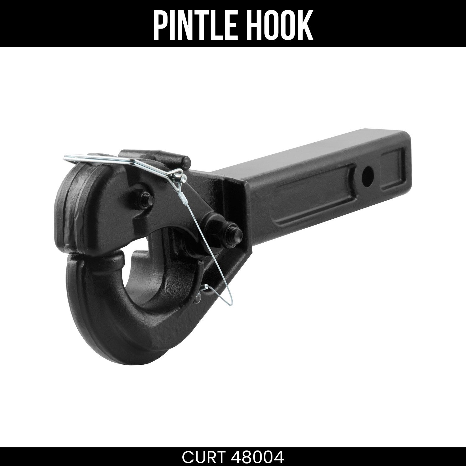 CURT Pintle Hook Hitch 20K lbs Fits 2 Receiver 2.5 Lunette Ring Heavy Duty 48004