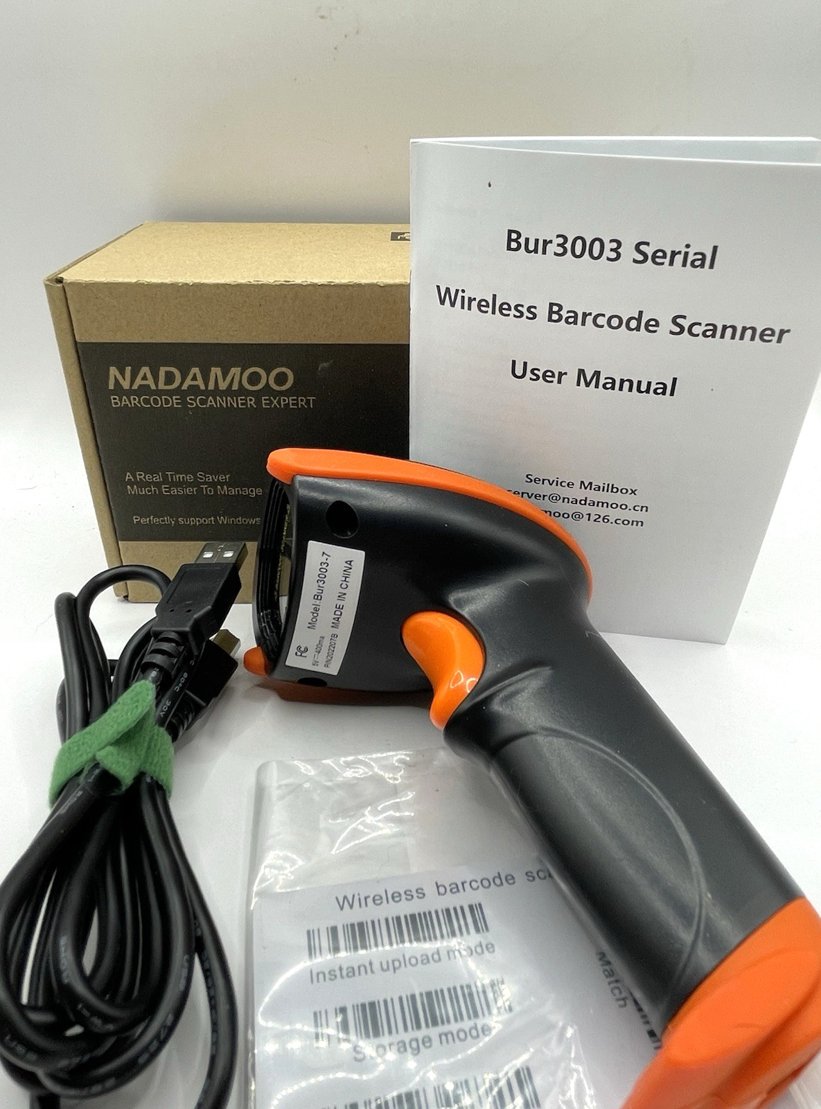 NADAMOO Wireless Barcode Scanner, Handheld Reader, Model BUR3003