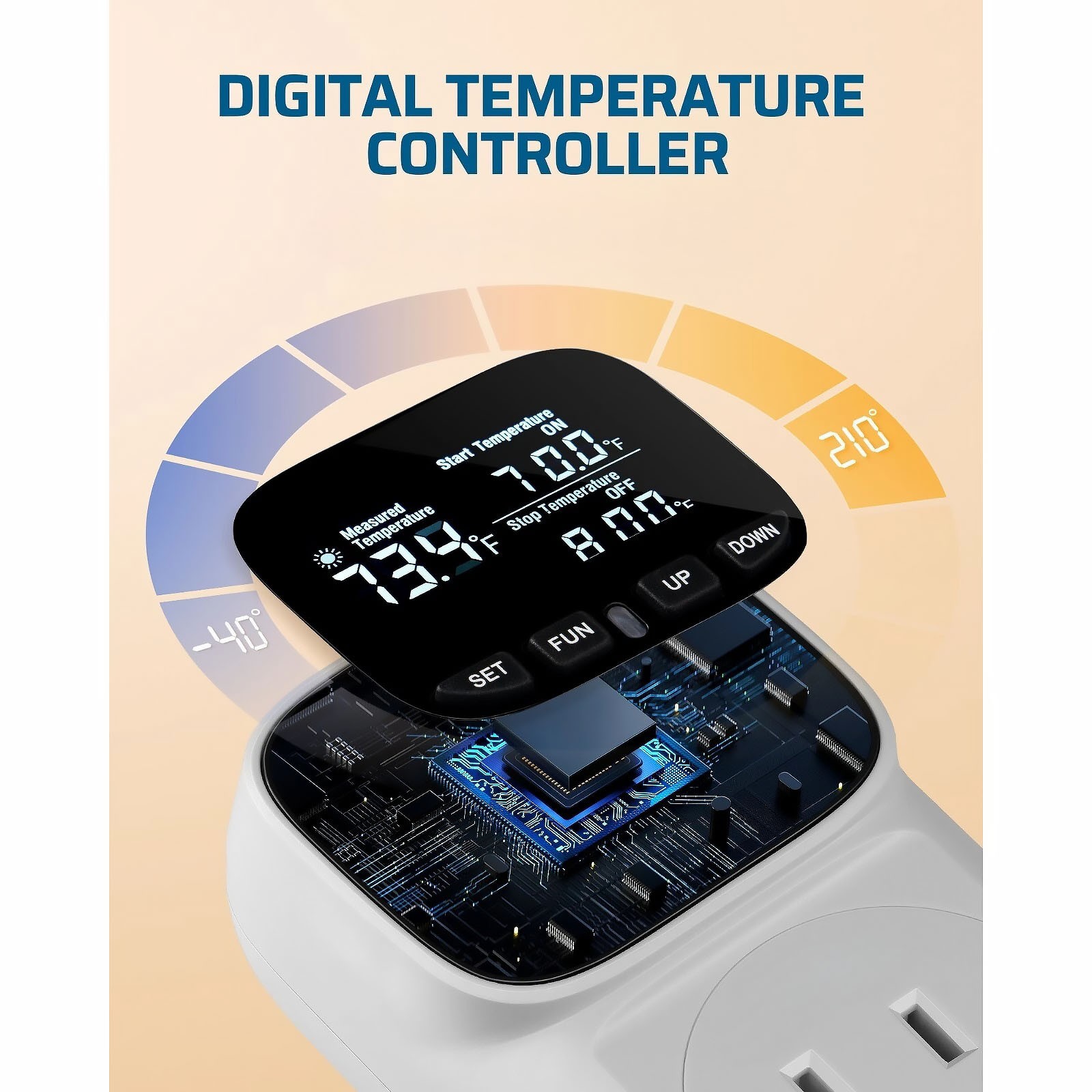 Digital Temperature Controller Plug Thermostat With Memory Function 16A Output