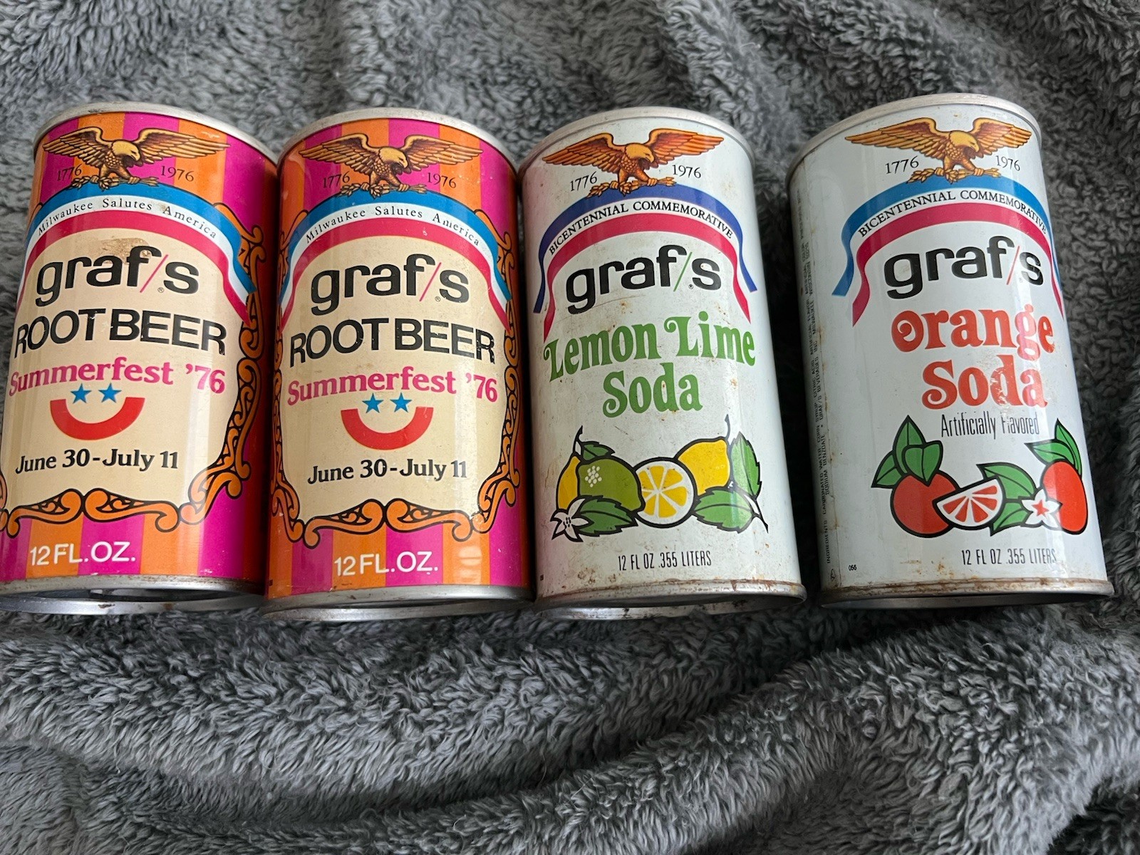 Vintage Graf’s Soda Pop Cans Lot Of 4 Commemorative Events
