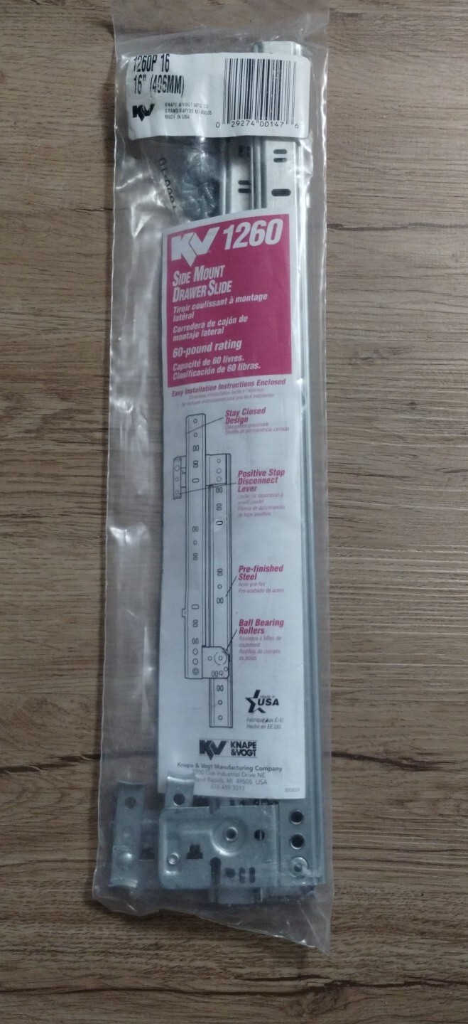 Knape & Vogt KV 1260 16" Side-Mount Drawer Slide Brackets