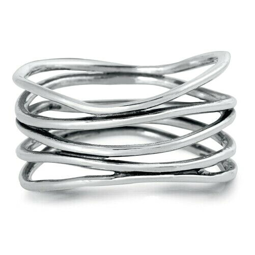 Plain Ring Genuine Sterling Silver 925 Oxidized Finish Height 11 mm Sizes 5 - 12