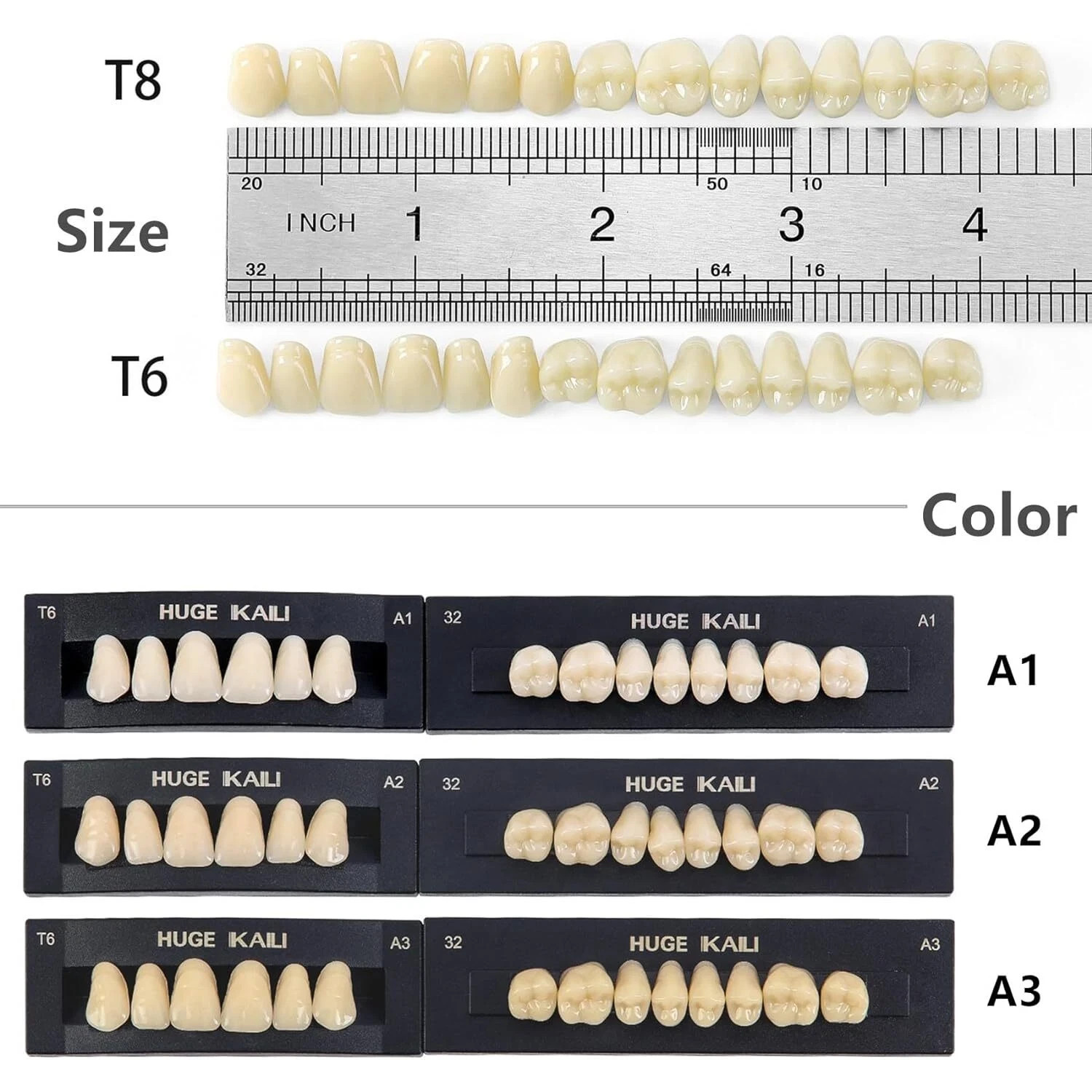 28Pcs Resin Dental Temporary Upper&Lower Acrylic Denture Teeth Full Set A1/A2/A3